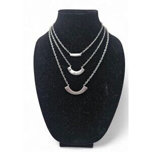Banana Republic Layered Bar Pendant Silver Multi Strand NWOT